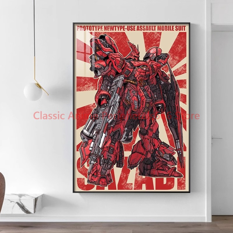 Bandai Gundam Hg - Pintura suspensa retrô gundam, mural de